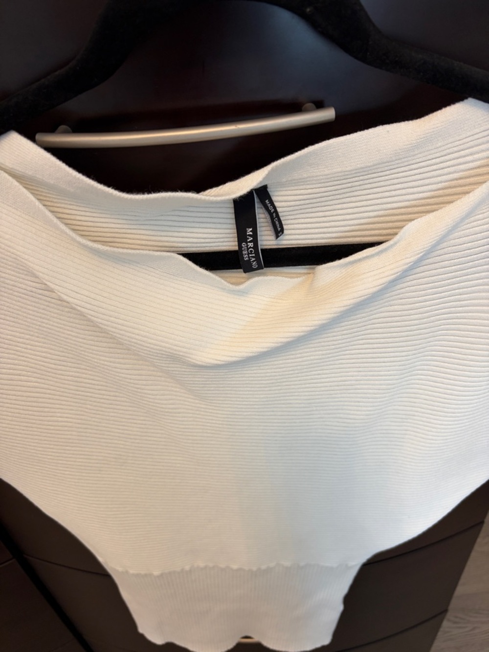 Marciano White Ribbed Boatneck Sweater very good condition